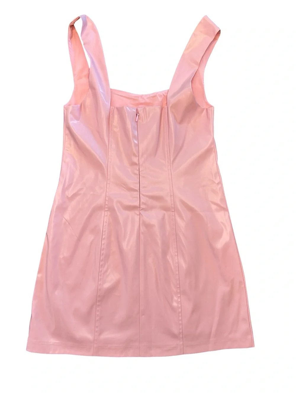 Show me your Mumu pink Barbiecore vegan leather Y2K 90s mini dress NWT MD - Picture 6 of 10